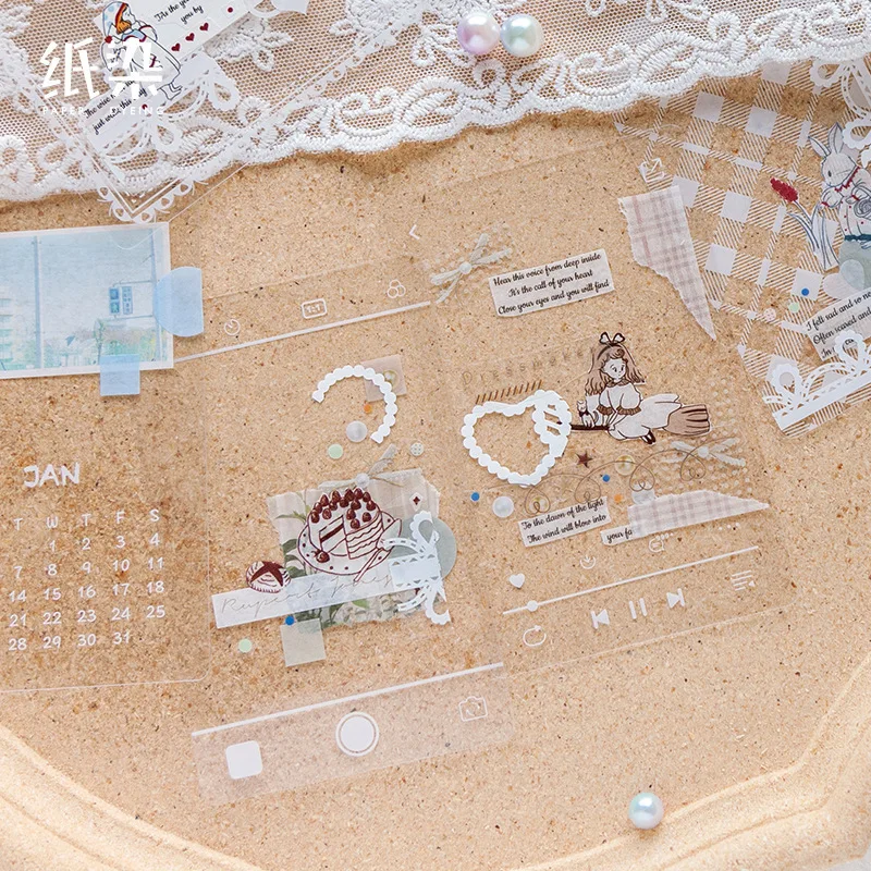 

12pcs/pack Flower and Alice Series Fresh Dream Flower Lace Border Date Calendar Photo Frame Decorative Sticker DIY Scrapbooking