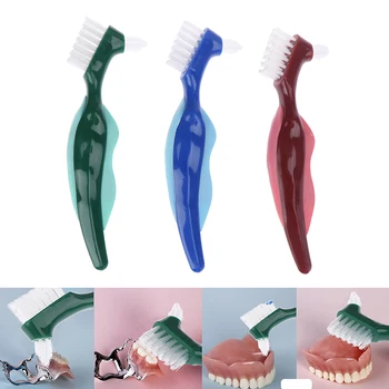 

Multi-Layered Bristles False Teeth Brush Oral Care Tool Soft Rubber Non-grip Handle Double Sided Denture Cleaning Brush