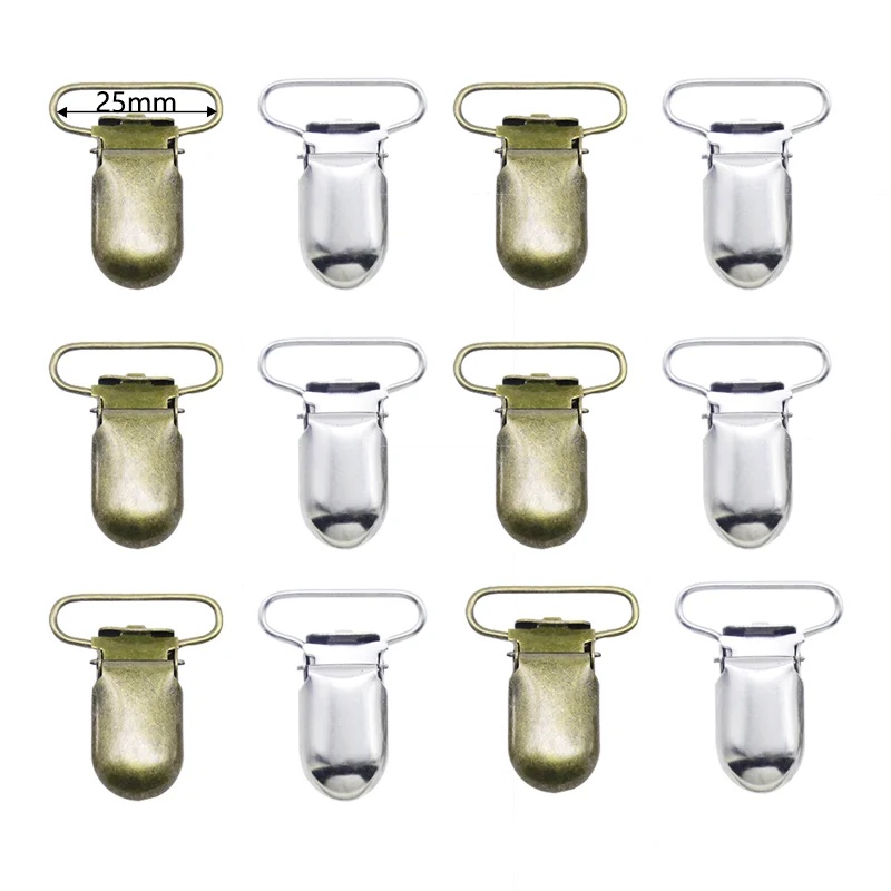 

50 шт./лот два цвета, зажим для ремешка для одежды, зажим для ленты, вставки, никелированный Металлический Зажим 25 мм