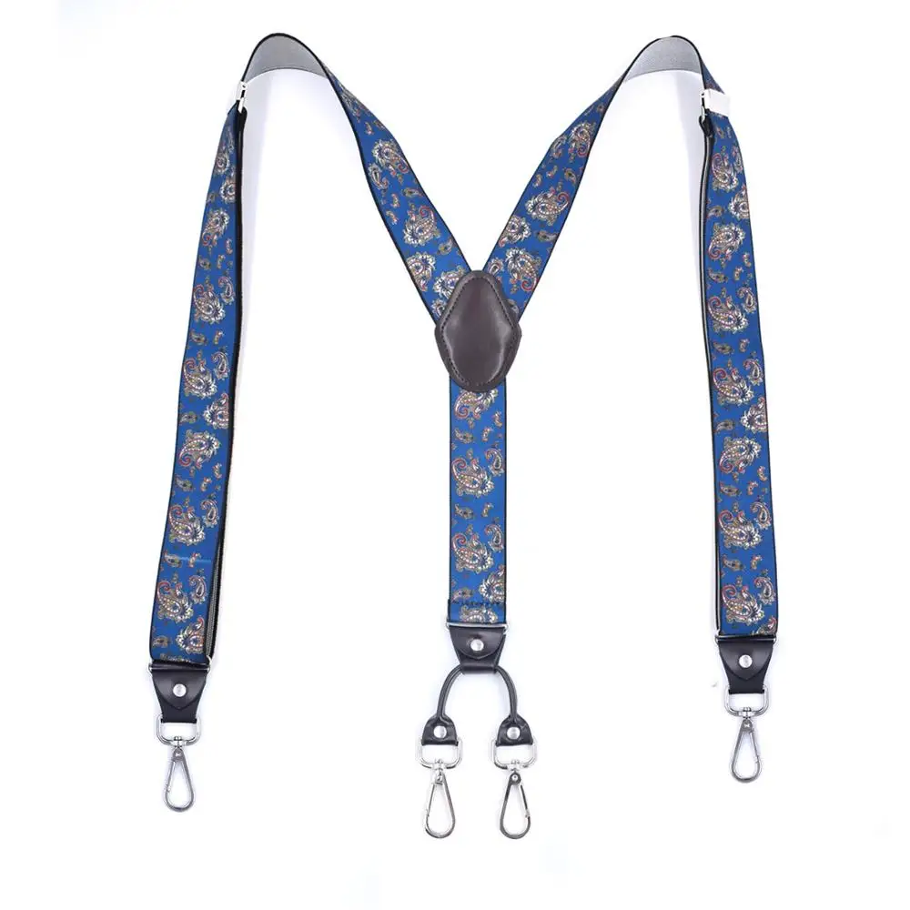 

Classic Men Women 4 X Back Siver Hooks With 4 Microfiber Leather End Big Clips Suspender Solid Colors 3.5cm Width