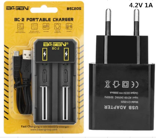 BC-2-EU Батарея Зарядное устройство 18650 26650 21700 Li-Ion Батарея Смарт Зарядное устройство с Зарядное устройство EU USB кабель литиевая батарея 5В 2A настенные адаптеры - Цвет: BC-2-EU