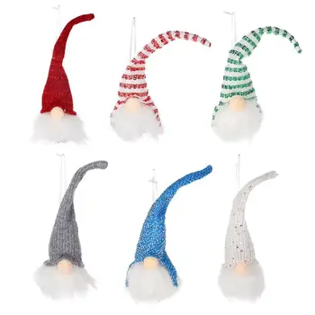 

6Pcs Christmas Gnome Santa Plush Doll LED Light Ornament Hanging Tree Decoration Christmas Party DIY Accessories