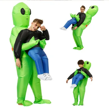 

Green Alien Carrying Human Costume Inflatable Funny Blow Up Suit Cosplay for Party Halloween SDF-SHIP