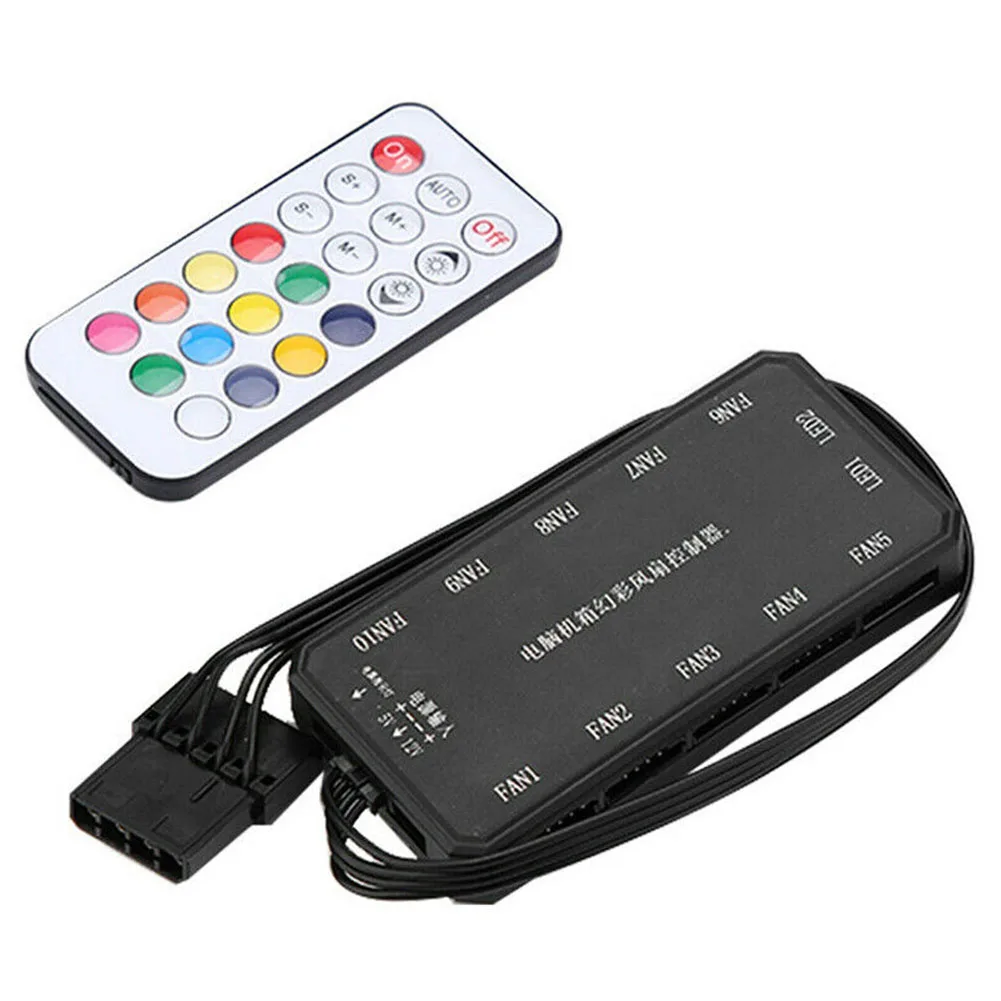 

Durable ABS Adjustable Remote Control Easy Apply LED RGB Practical Mini Home RF Wireless 15m Computer Fan Controller DC 12V