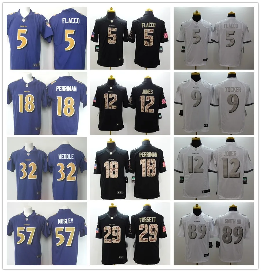 Сшитые, Baltimore Joe Flacco c. J. Mosley Elvis Dumervil Eric Weddle Kamar Aiken Green Salute Jersey