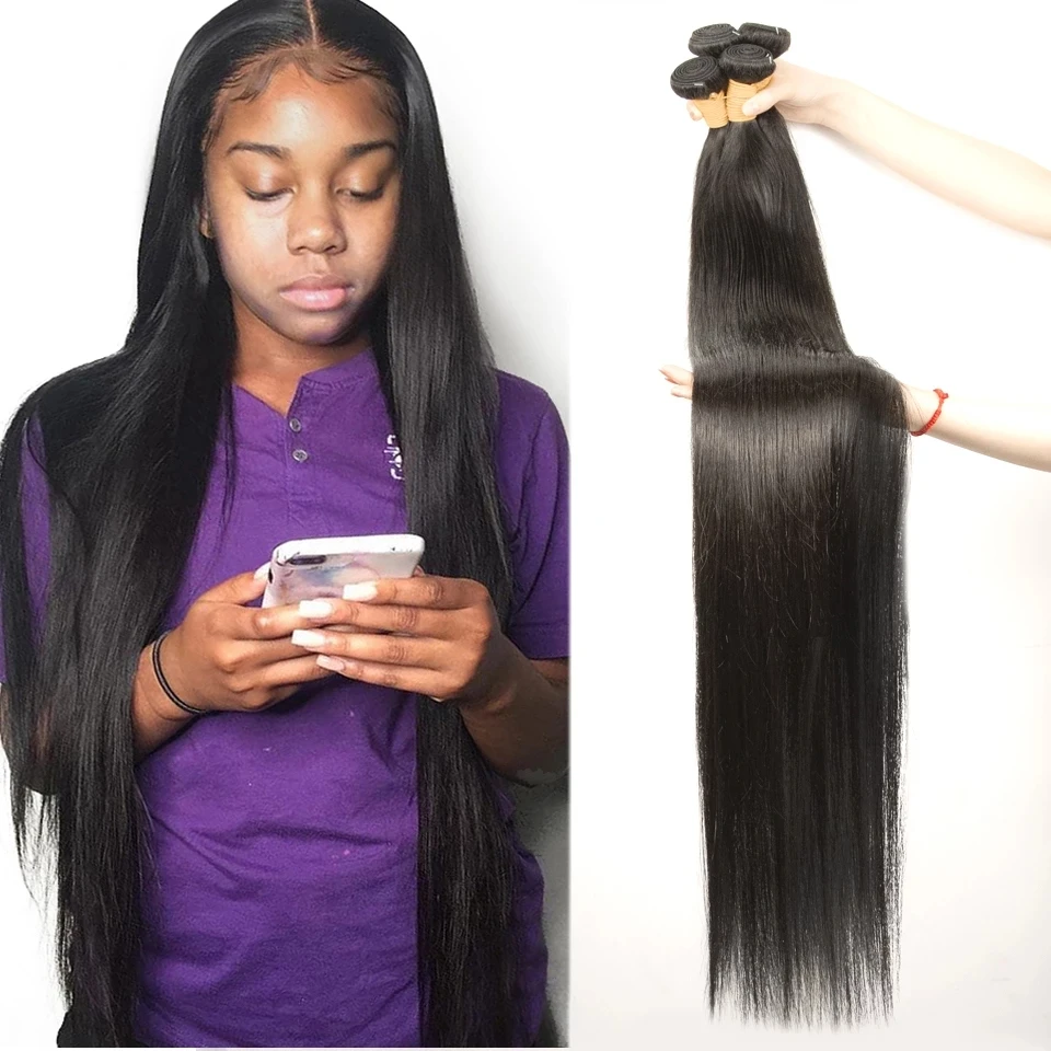 Straight Human Hair Bundles 3/4/6/10/20 Deal Peruvian Unprocessed Virgin Wholesale Price | Шиньоны и парики