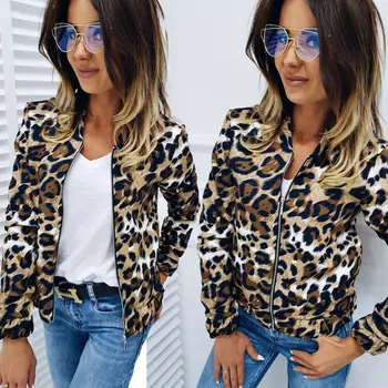 

2019 Fashion Trend Women Autumn Pre-fall Winter New Outwear Short Slim Classic Suit Zipper Jacket Coat Fit Casual Leopard Tops