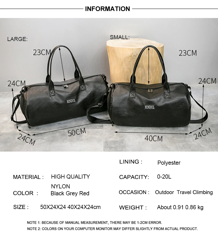 Gym Leather Sports Bag Travel Luggage Shoulder Black Bags Training Crossbody Bag Sport Bag Men For Gym Backpack