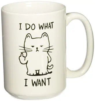 

White I Do What I Want Cat Funny Coffee Mug Birthday Gift