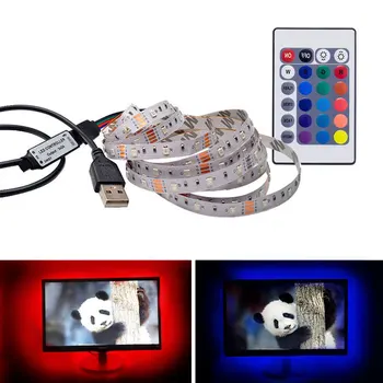

USB LED Strip Light SMD 3528 DC 5V RGB 24Key Remote Controller 0.5m 1m 2m 3m 4m 5m TV Desktop Screen Backlight Lighting