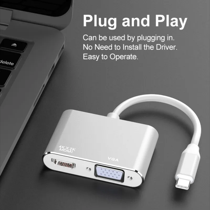 Многопортовый TYPE-C конверсионный HDMI/VGA совместимый практичный лаконичный USB конверсионный адаптер Прямая поставка