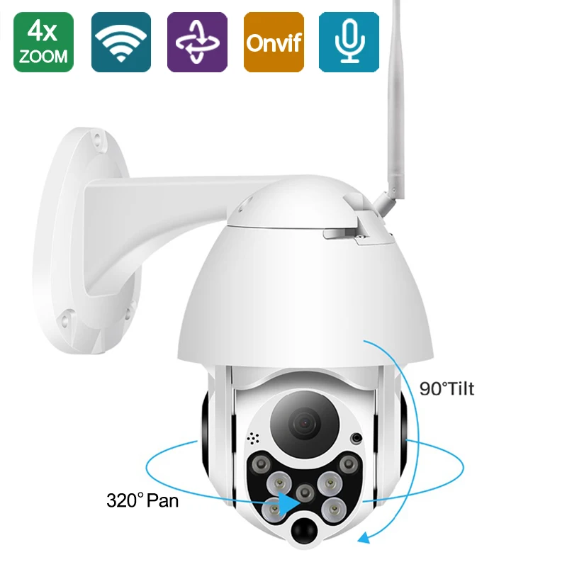 

BESDER 1080P PTZ IP Camera Alarm Push Outdoor Wifi Camera Two-Way Audio 4X Digital Zoom IR Night Vision CCTV Security Camera