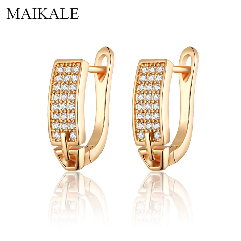 Женские серьги-гвоздики с фианитом MAIKALE, модные компактные серьги золотистого/серебристого цвета, ювелирные изделия для подарка на годовщину