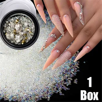 

1 Box Mixed Diverse DIY Crystals Stones Nail Design Glass Rhinestones For Charms 3D Nail Art Decorations New Arrive Accessories