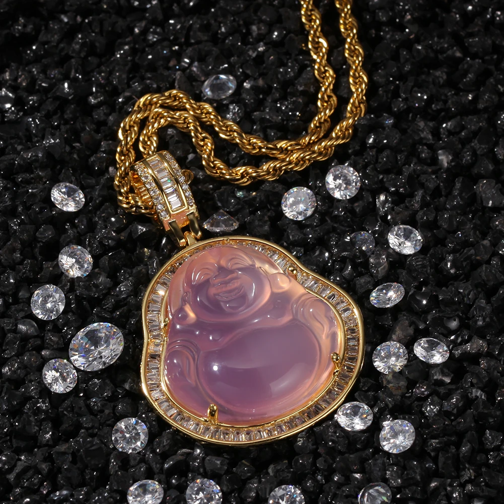 THE BLING KING Iced Out Buddha Pendant Necklace For Men