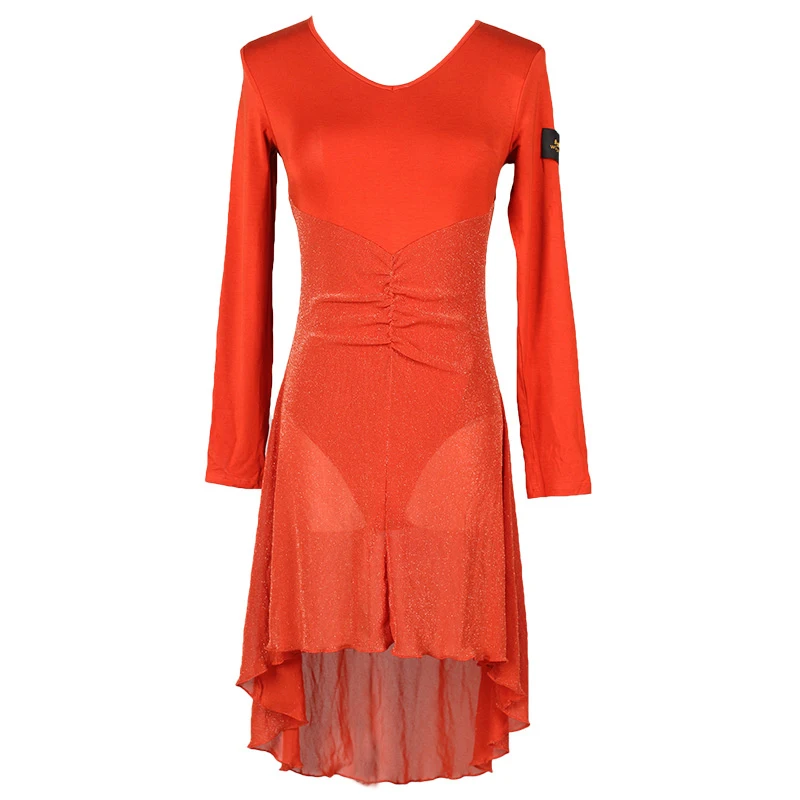 Latin Dance Dress Female New Sexy V-Neck Long-Sleeved Bodysuit Dresses Practice Ballroom Samba Women'S Training Clothing DWY2486