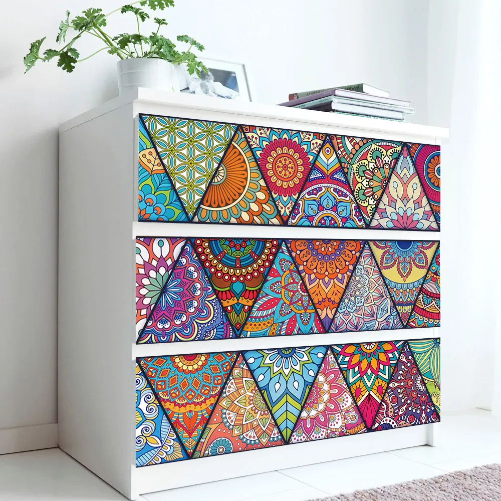 Wall Stickers Self Adhesive Stickers Kitchen Wall Sticker 10/15/20cm Colorful Triangles Strip Tiles Wall Sticker for Bathroom Kitchen Waist Line Decoration Wallpaper Peel & Stick Art Mural