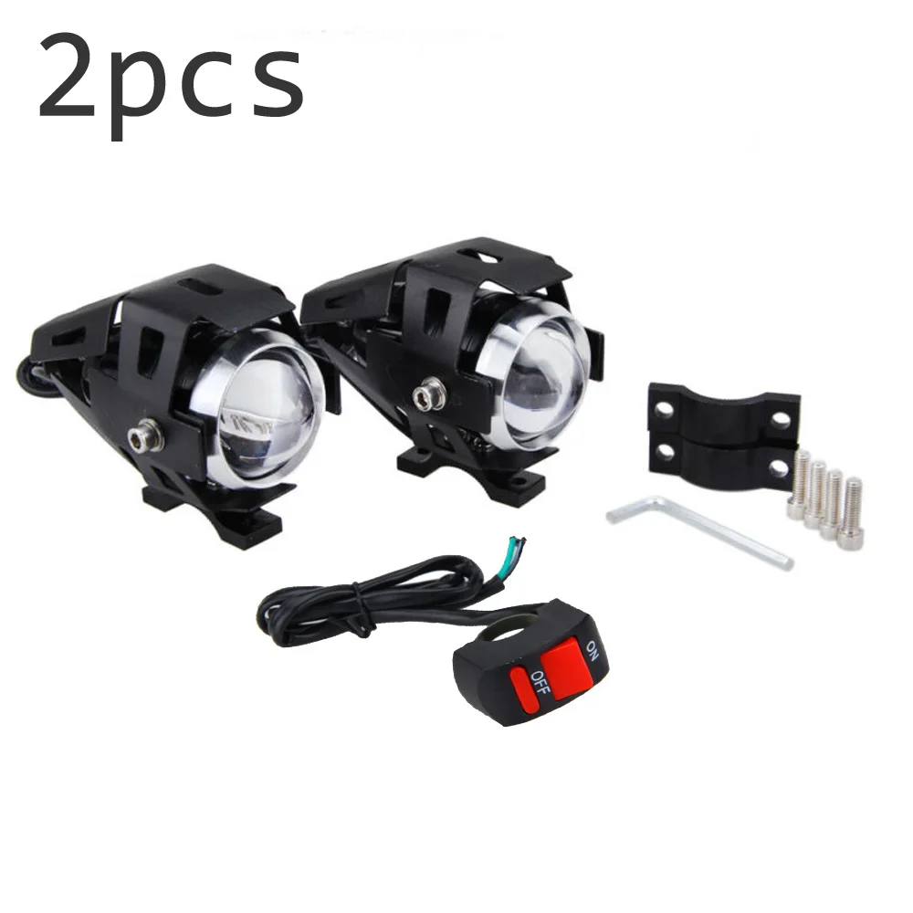 

2PCS DC 12V-80V 125W Motorcycle U5 LED Bead Headlight Driving Fog Light Spot Bulb Lamp & Switch Motorcycle Headlight Headlamp