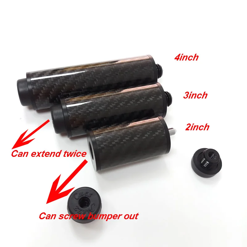 

xmlivet Billiards Pool cue extensions can extend twice 2/3/4inch optional black carbon cue extender for Mezz cue