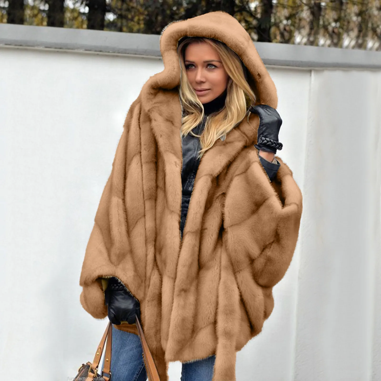 Women's Hooded Faux Fur Coat Winter Women Fashion Plus Size New Warm Long Faux Fox Fur Coats Elegant Jackets 2