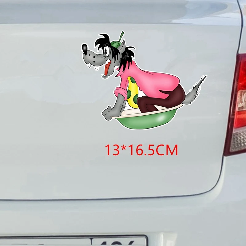 Tri Mishki TRL642 13*16 5 см Ну погоди волк из мульфильма наклейки на авто ПВХ полноцветные