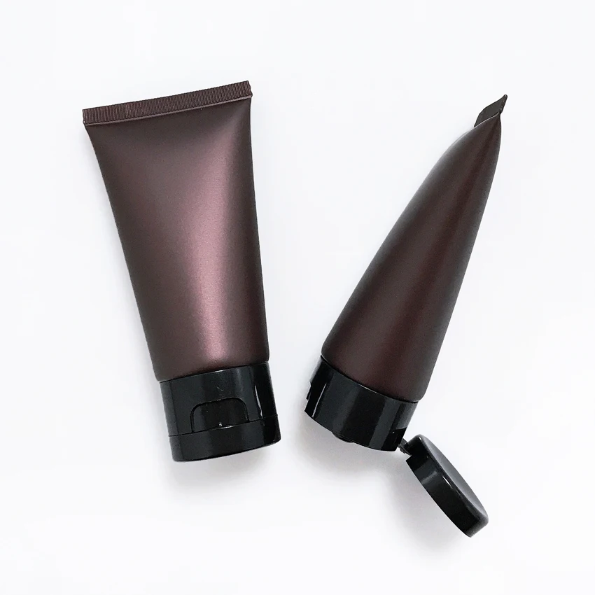 

50pcs 50ml Empty Brown Plastic Filling Pipe Tubes Squeeze Cosmetic Packaging, 50g Cream Tube Facial Cleansing Container