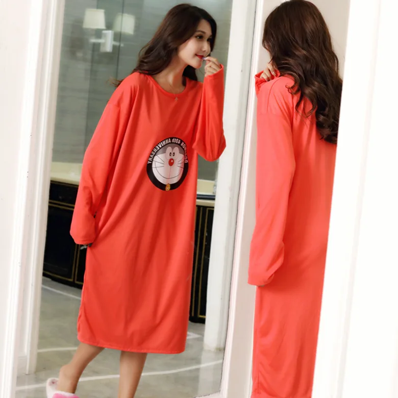 

Nightgown Women's Long Sleeve Autumn & Winter Red round Jingle Skirt M -Xxl Qmilch Double-Sided Thick