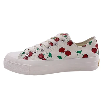 

Spring Cherry Canvas Shoes Women's New Style Korean-style Ulzzang Shoes Versatile Retro Shoes Off White Shoes Tenis Feminino