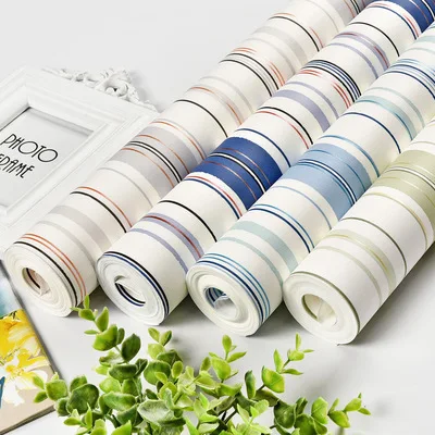 

3D Striped Non-woven Wallpaper Children's Room Modern Minimalist Fashion Mediterranean Bedroom Living Room Background Wall Pape