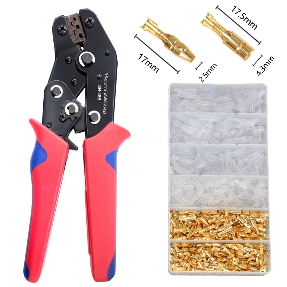 Crimping Plier Wire Crimper Male/Female Spade Bullet Connectors Terminals With Insulated Sleeves Wire Terminal Crimping Tool Kit 3
