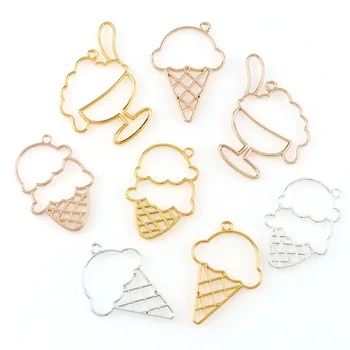 

3Pcs/set Metal Bezel Gold Ice Cream Hollow Frame DIY Necklace Pendant UV Resin Epoxy Resin Tools Jewelry Accessories Handmade