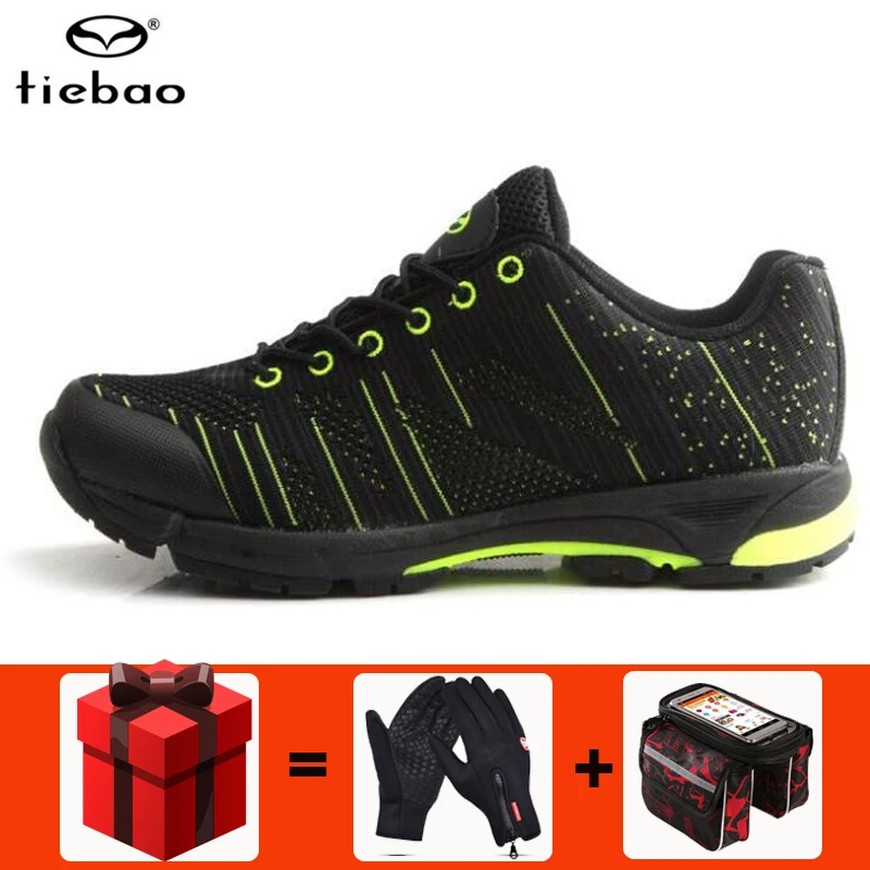 add gloves and bag Tiebao, дышащая мужская обувь для велоспорта, sapatilha ciclismo, mtb, без замка, для горного велосипеда, прочная, многофункциональная, велосипедная обувь - Цвет: add gloves and bag