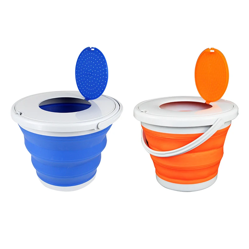 Collapsible Plastic Bucket Pail Fishing Bucket Portable Outdoor Travelling Bait Buckets with Lid WHShopping