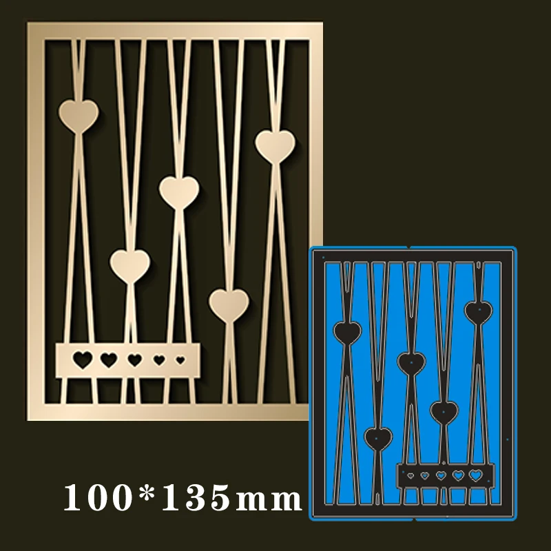 

Металлические пресс-формы в форме сердца, прямоугольник, новинка, шаблон для украшения бумаги для скрапбукинга, тиснение, «сделай сам», бумажная открытка, рукоделие, 100*135 мм