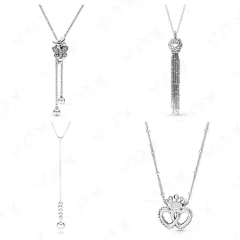 

YDX 925 Sterling Silver Necklace Women's Simple Style Chain Fit DIY Charms Fine Jewelry Valentine Day Gift