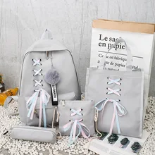 Стиль японо-Стиль повязки тканевый рюкзак Для женщин большой школьный рюкзак набор из четырех частей