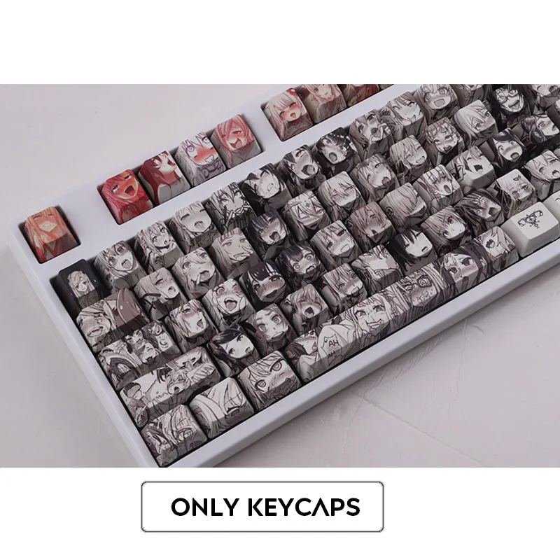 Pbt 108key Ahegaoキーキャップ染料昇華oemプロファイルアニメキーキャップチェリーgateron Kailhスイッチメカニカルキーボード Mice Keyboards Accessories Aliexpress
