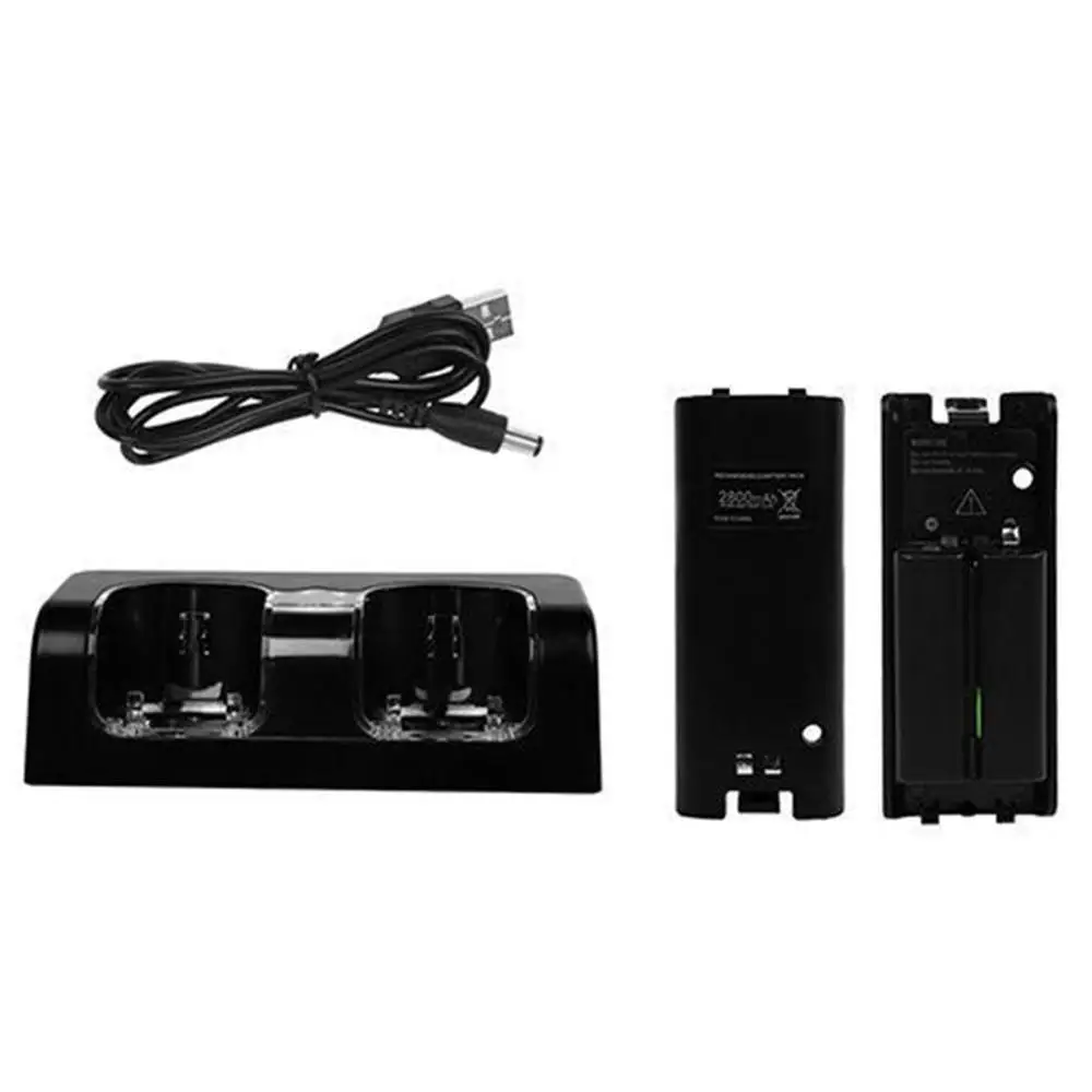 

For Nintend WII Remote Controller Charger Charging Dock Station +2 Batteries Game Accessories