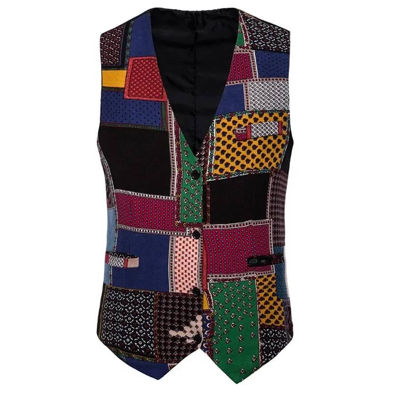 

M-4XL Men's Vest Printing Vests for Men Leisure Business Tank Top Men's Vest Autumn England Style Male Vest Sleeveless Jacket