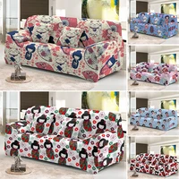 Cartoon Japanese Doll Elastic Sofa Cover For Living Room Decor 1/2/3/4 Seat Full Wrapped Slipcovers Dust-proof Couch Covers 1