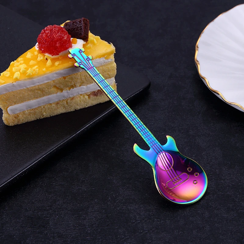 Гитара из нержавеющей стали ложки Радуга кофе и чай ложка Flatware для питья
