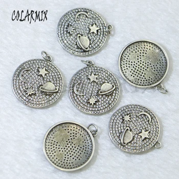 

5pieces round pendants universe necklace charm cubic zircon crystal accessories Retro jewels 50005