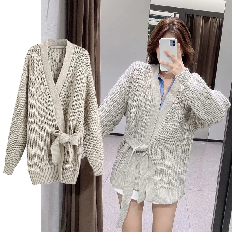 

JXYSY 2020 New Autumn Winter Coat Loose Knitted Sweater Cardigan for Women Open Stitch Sleeve Solid Casual Jumper Plus Size