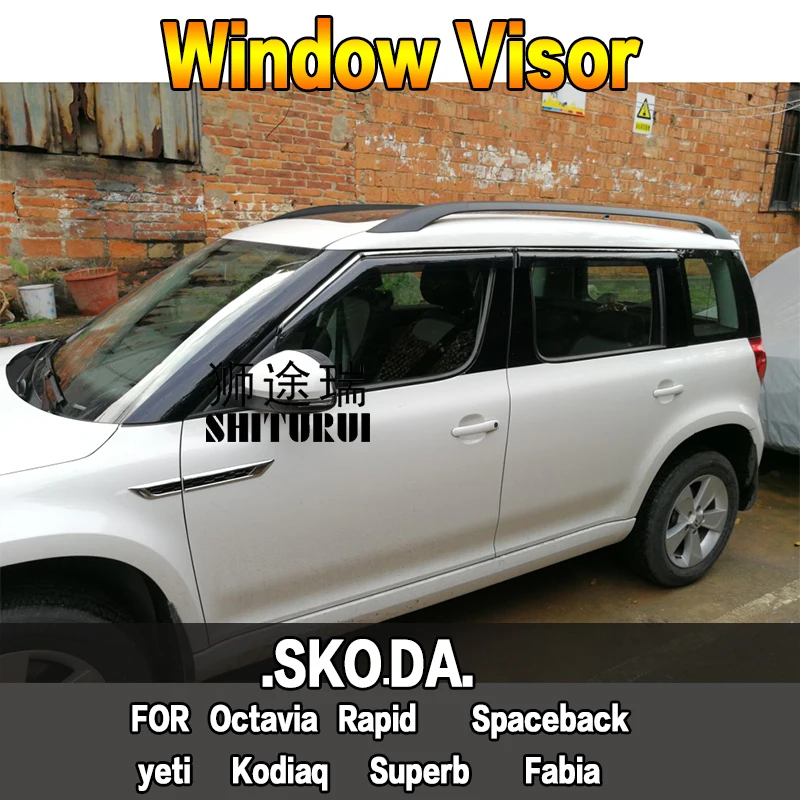 SHITURUI Window Visor Vent Sun Rain Deflector Guard For SKODA Octavia
