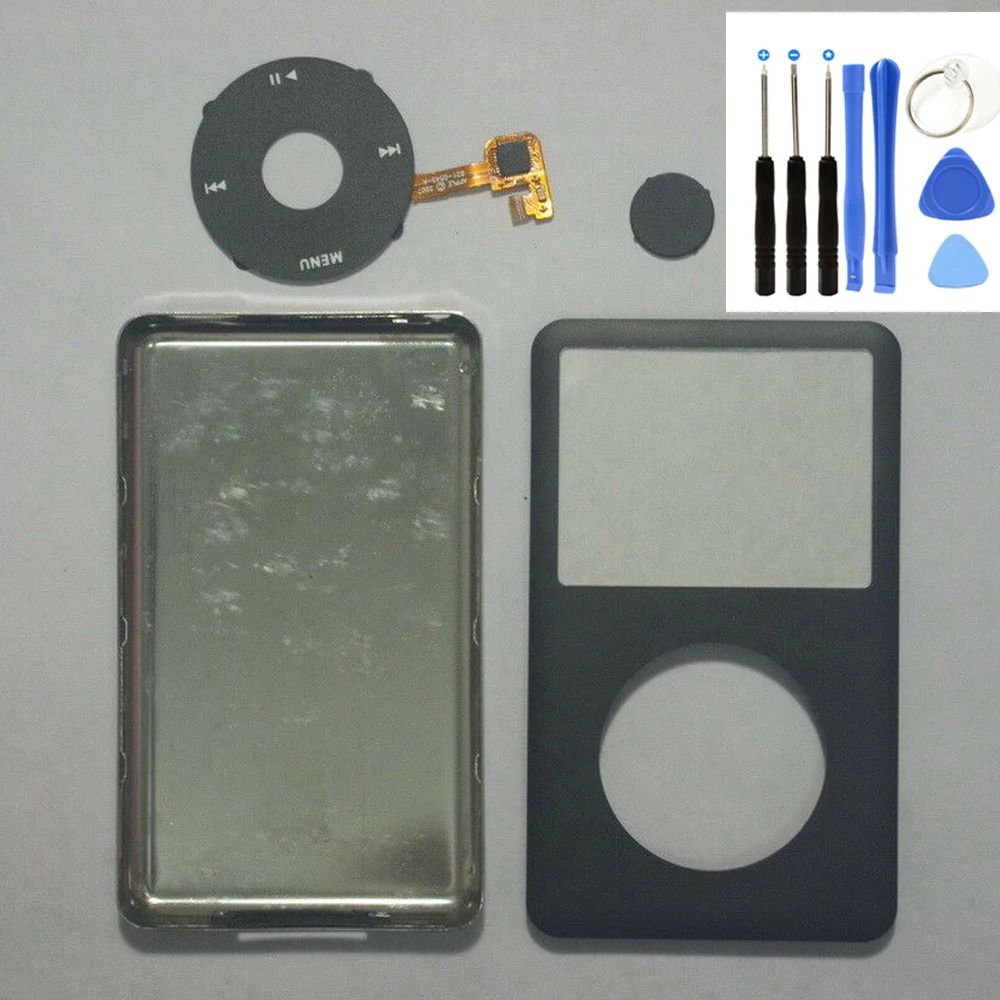 

Black Front Panel Silver Back Cover Housing Black Clickwheel Black Button For iPod Classic 6th 7th gen 80gb 120gb 160gb