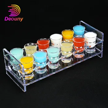 

DEOUNY Transparent Acrylic Round 12 Hole Shot Cups Holder Spirit Tequila Shots Cup B52 Wine Glasses Drinkware