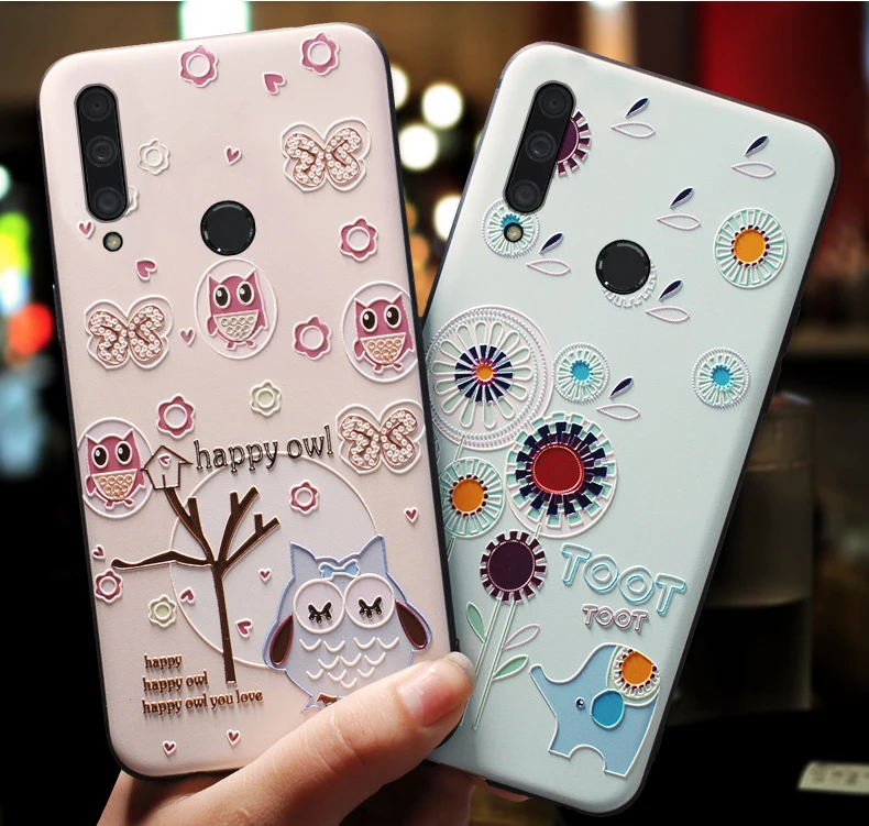 Enjoy10plus enjoy9plus граффити мультфильм сова кролик Бегемот, Лев слон картина маслом рельефный чехол для huawei enjoy 10 plus 9plus