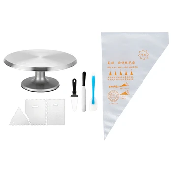 

100Pcs Disposable Bag Nozzle Fondant Cake Decorating Tips M & 1pcs Revolving Cake Stand 12 Inch Cake Turntable