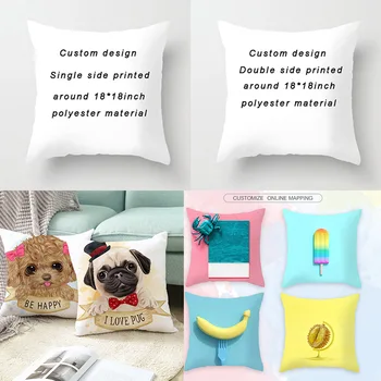 

Custom Design Cushion Cover Polyester Single Double Printed Sofa Decorative Pillowcases Unique Memory Pillowcover