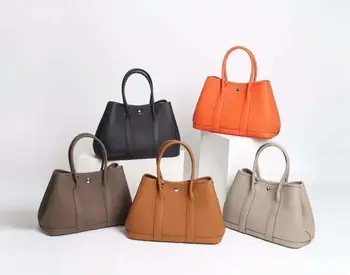 

free shipping the new style color Painted inside genuine cow leather women garden handbag a leather strap 5 color 2 size